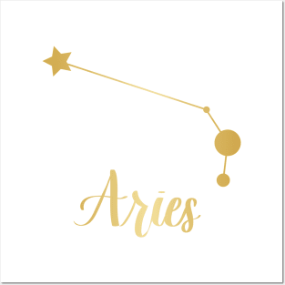 Aries Zodiac Constellation in Gold Posters and Art